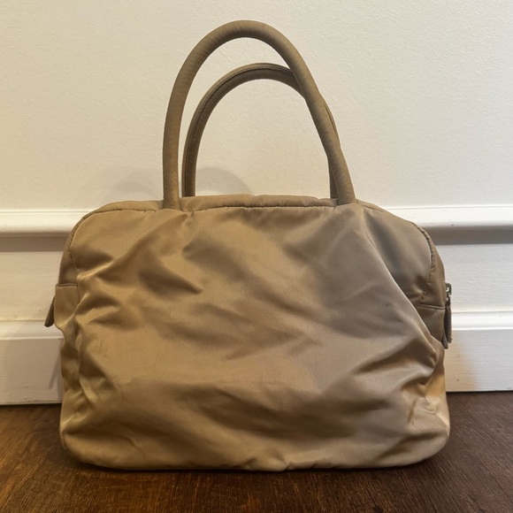 Prada Beige Green Nylon Handbag - Picture 2 of 14